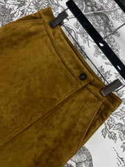 MIU MAHOGANY DOWN GOATSKIN SUEDE SKIRT 274613