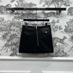 PRADA SHORT LEATHER SKIRT WITH ZIPPER 274475