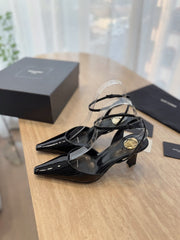 HIGH SLINGBACK 75 MM IN BLACK PATENT CALFSKIN