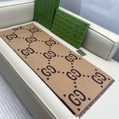 GUCCI 25S SCARF 190 IN WOOL SILK 742030