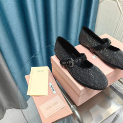 MARY JANE SHOES BLACK COWHIDE - SEQUIN