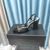 HIGH SLINGBACKS IN BLACK LAMBSKIN