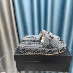 THICK-SOLE SLIPPERS GREY SATIN