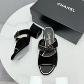CC DOUBLE-STRAP HEELS 25S IN BLACK SUEDE