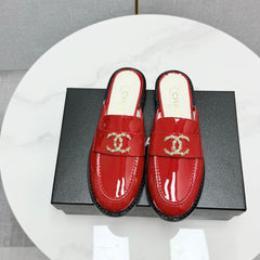 CC FLAT MULE 25S IN RED CALFSKIN STYLE 8