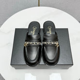 CC FLAT MULE 25S IN BLACK CALFSKIN STYLE 2