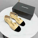CC MARY JANE 25S IN BEIGE LAMBSKIN AND BLACK SUEDE WITH PEARL HEEL