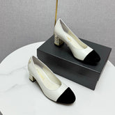 CC HIGH HEEL 25S IN BLACK LAMBSKIN AND SUEDE WITH PEARL HEEL STYLE 6