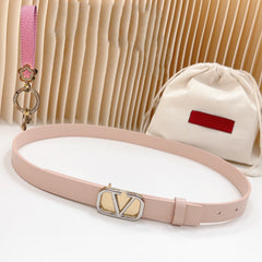 Silver Vlogo and Gold Hardware Buckle Pink Calfskin 20mm