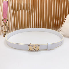 Silver Vlogo and Gold Hardware Buckle White Calfskin 20mm