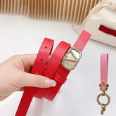 Gold Vlogo and Silver Hardware Buckle Red Calfskin 20mm