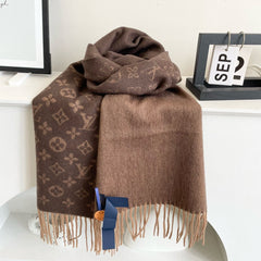 MONOGRAM GRADIENT 180 CM SCARF CHOCOLATE BROWN CASHMERE 392958