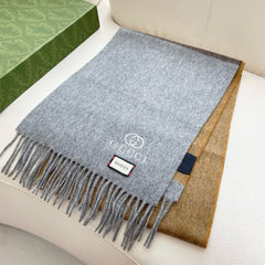 SCARF 190 CM IN DOVE GRAY MIX TORTILLA BROWN CASHMERE AND WOOL 399763