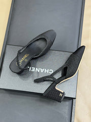 CC SLINGBACK 25S IN BLACK TWEED AND FABRIC