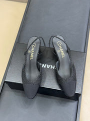 CC SLINGBACK 25S IN BLACK TWEED AND FABRIC