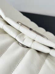 MONACO BAG 43 IN WHITE QUILTED THIN CALFSKIN SILVER HARDWARE