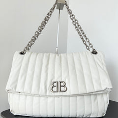 MONACO BAG 43 IN WHITE QUILTED THIN CALFSKIN SILVER HARDWARE