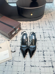 ALAIA SLINGBACKS 5 CM IN BLACK CALFSKIN WITH MESH