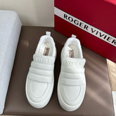 PUFFY LEATHER LOW TOP SNEAKERS IN WHITE LAMBSKIN