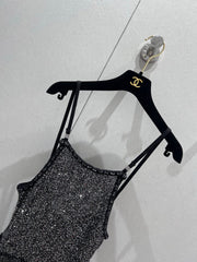 CC 25 Rhinestones Tank Top Black Polyamide