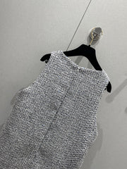 CC 25 Tweed Dress Gray Blue Woven Fabric
