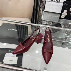 CHANEL 25S SANDALS WITH A BOW 60MM IN ROSSO ANCORA CALFSKIN