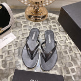 Double CC Flip Flop Thongs Black Sheepskin