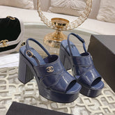 sandals blue patent crumpled lambskin