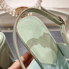 sandals light turquoise patent crumpled lambskin