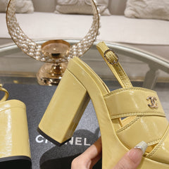 sandals yellow patent crumpled lambskin