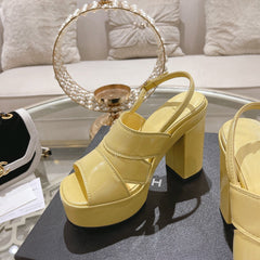 sandals yellow patent crumpled lambskin