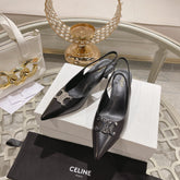 HIGH SLINGBACK 5 CM IN BLACK CALFSKIN