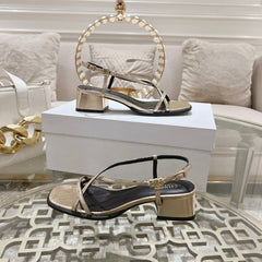 HIGH SANDAL 45MM IN GOLD LAMBSKIN