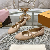 MARY JANE SHOES IN LINEN TAN PATENT CALFSKIN