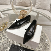 SUZY POINTY TOE BALLERINA IN BLACK PATENT CALFSKIN