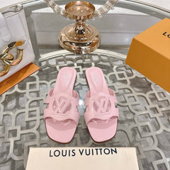 ISOLA FLAT SLIDE IN PASTEL PINK CALFSKIN