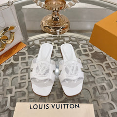 ISOLA FLAT SLIDE IN WHITE CALFSKIN