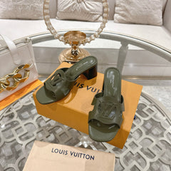 ISOLA HIGH 55 MM MULE IN ARMY GREEN CALFSKIN