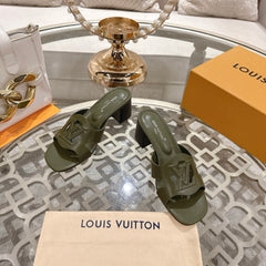 ISOLA HIGH 55 MM MULE IN ARMY GREEN CALFSKIN