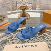 ISOLA HIGH 55 MM MULE IN CORNFLOWER BLUE CALFSKIN