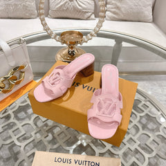 ISOLA HIGH 55 MM MULE IN PASTEL PINK CALFSKIN