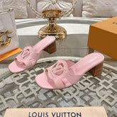 ISOLA HIGH 55 MM MULE IN PASTEL PINK CALFSKIN