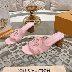 ISOLA HIGH 55 MM MULE IN PASTEL PINK CALFSKIN