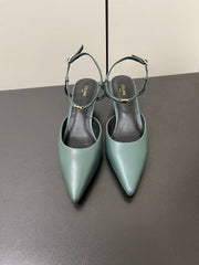 MORRAINE SLINGBACK PUMPS IN TEAL GREEN CALFSKIN