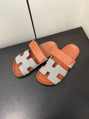 CHYPRE SANDAL ORANGE MIX CREAM CALFSKIN