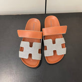 CHYPRE SANDAL ORANGE MIX CREAM CALFSKIN