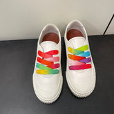 LP CLASSIC BISCUIT SNEAKERS WHITE WITH MULTI-COLOR LACES CALFSKIN