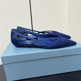 CUT-OUT BALLERINAS IN NAVY BLUE SATIN