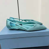 CUT-OUT BALLERINAS IN TURQUOISE BLUE SATIN