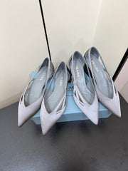 CUT-OUT BALLERINAS IN WARM GRAY SATIN